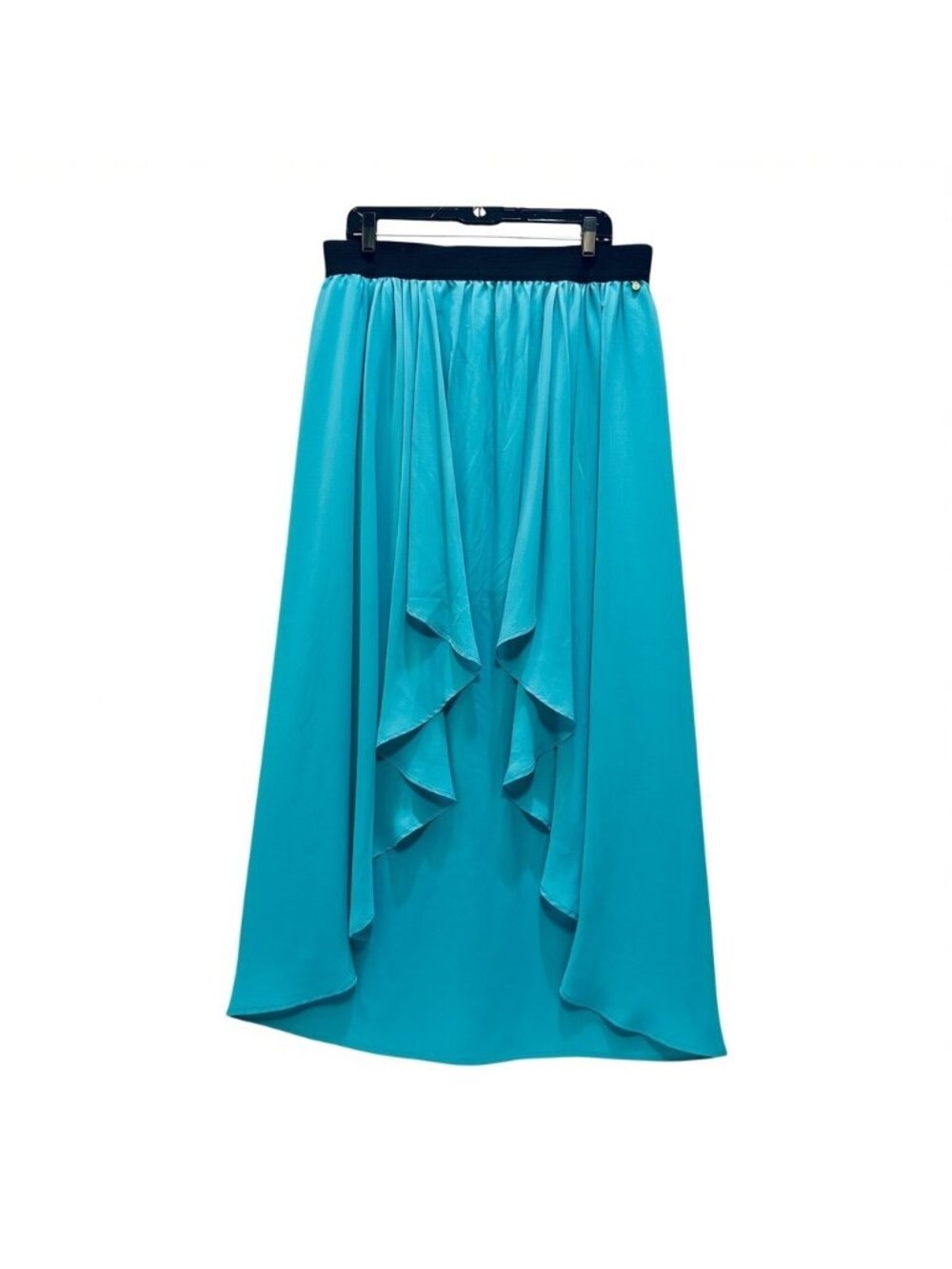 Aqua Blue Sheer Chiffon Maxi Skirt by Guess XL Cascading Ruffle BOHO Festival